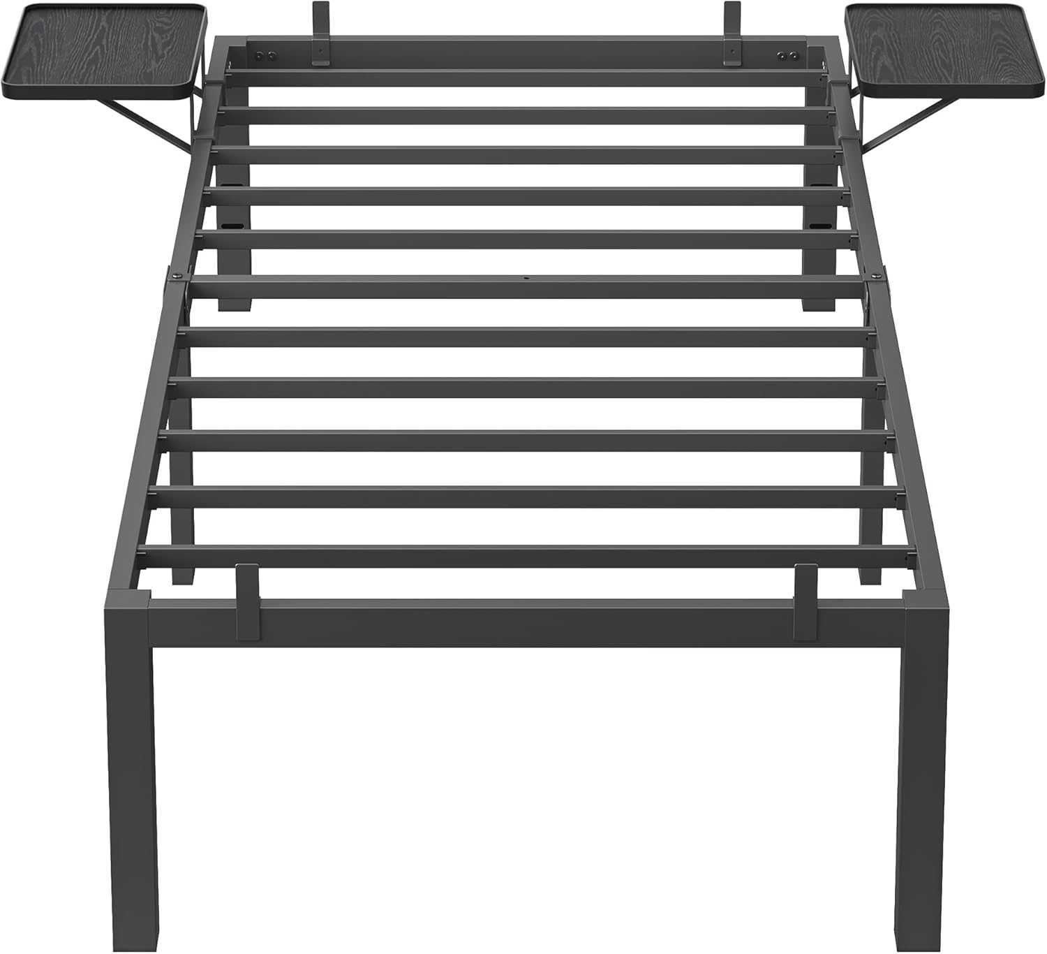 metalowa rama łóżka z półkami łóżko czarne 90x190 cm loft stelaż