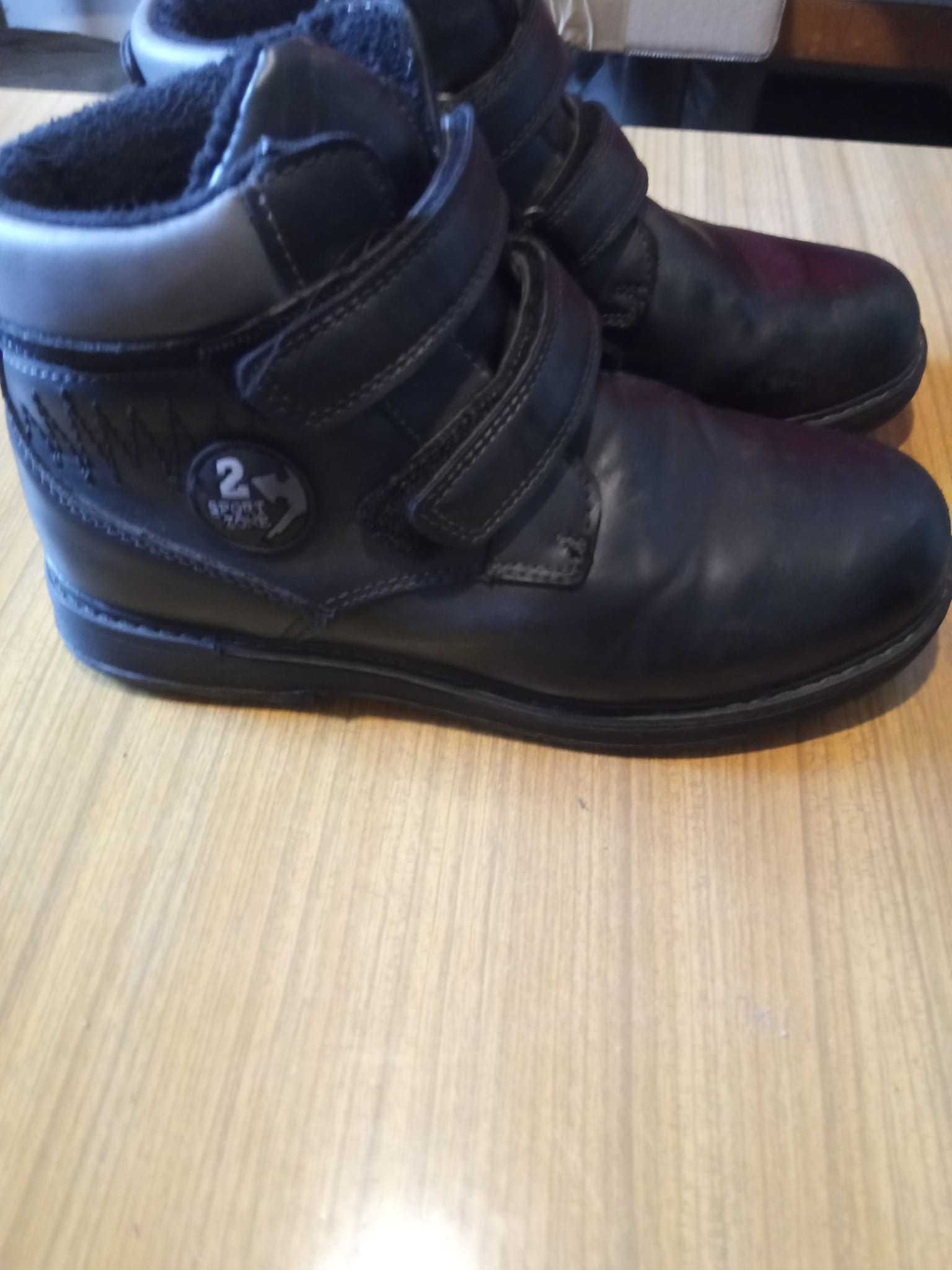 Buty zimowe/kozaki chłopięce, czarne, rozmiar 35