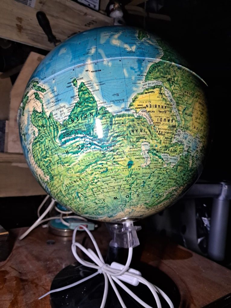 Globus prl duży podświetlany globus dekor unikat vintage retro