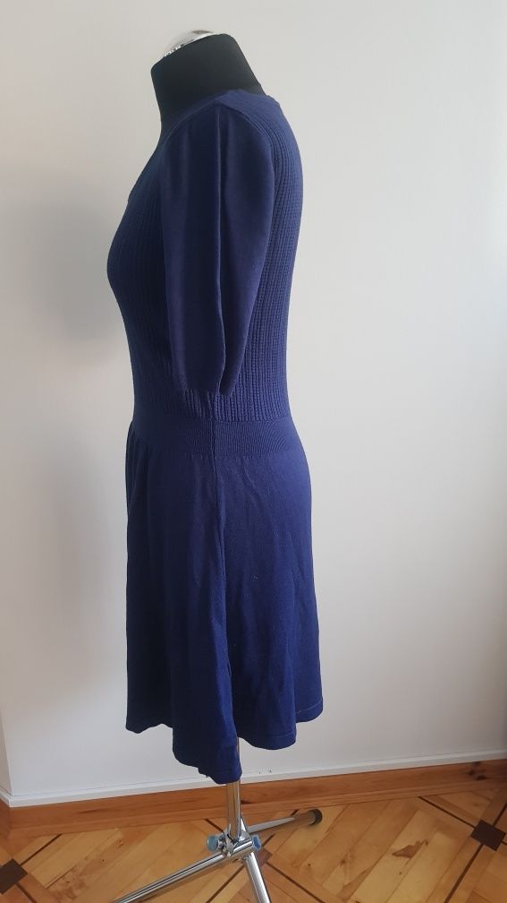 Granatowa sukienka z dzianiny,  Tu, rozmiar.  M/L, 12