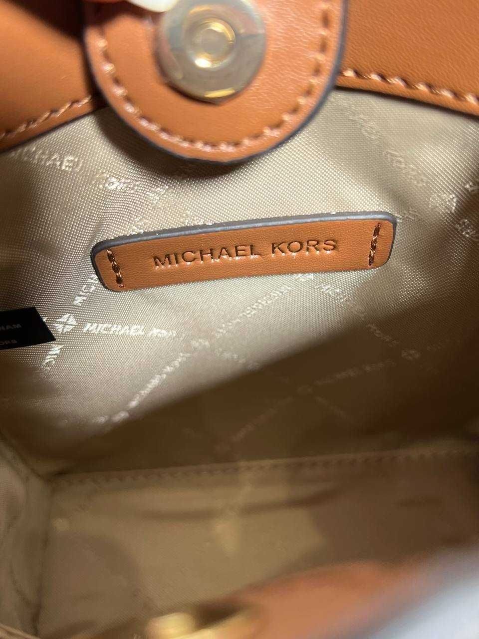 Сумка Michael Kors Mercer Extra-Small Logo and Leather коричневая