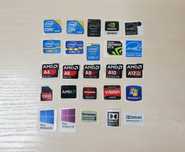 Наклейки Intel core i3, i5, i7, Windows 10, 7, nVidia, AMD Radeon, GTX