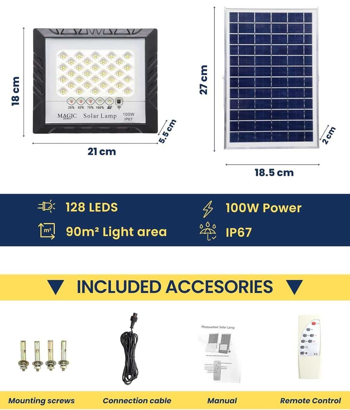 Magic Select Reflektor Słoneczny 100W 128LED