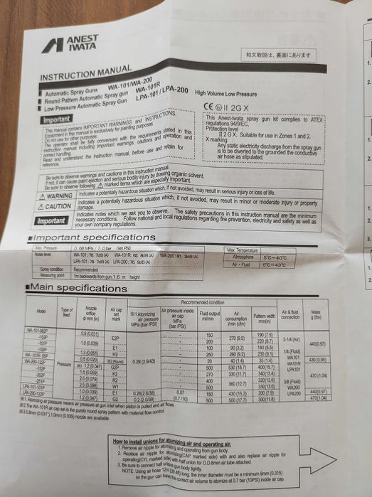 Automatyczny pistolet lakierniczy Anest Iwata WA200 152P K2 + części !