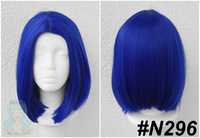 Niebieska peruka krótka z przedziałkiem bez grzywki cosplay wig bob