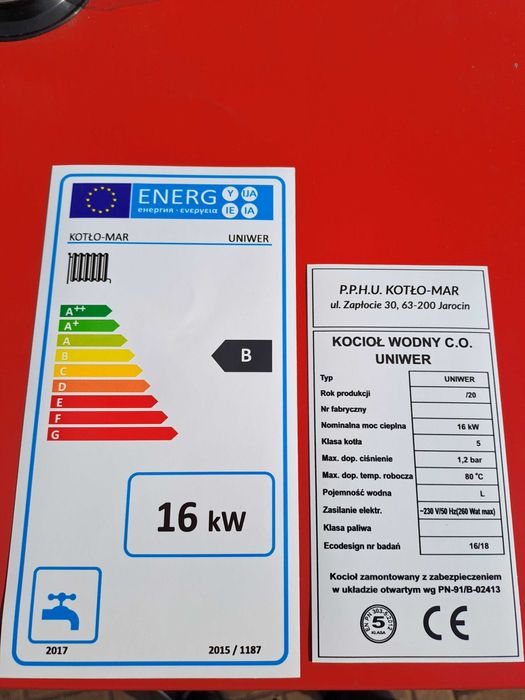 Piec Kocioł na Węgiel drewno chrust 16kw do 140m2 Duży zasyp