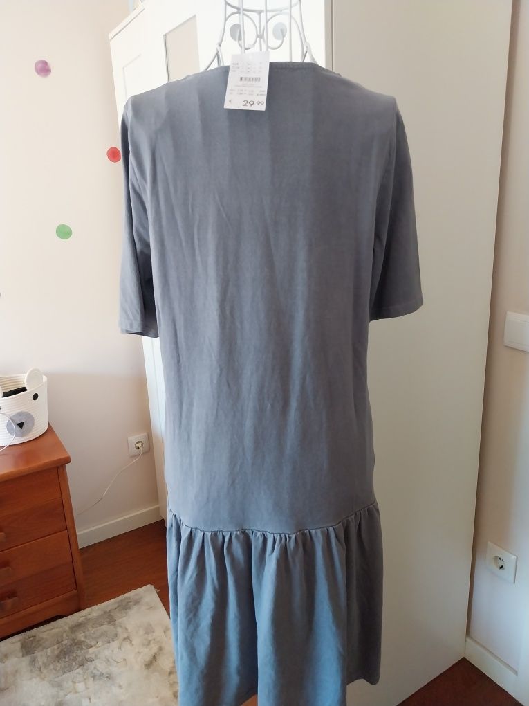 Vestido, cinzento azulado, Camaïeu, Tamanho M, novo com etiqueta