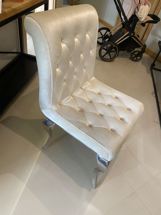 Krzesło glamour Hamilton Beige z kryształami