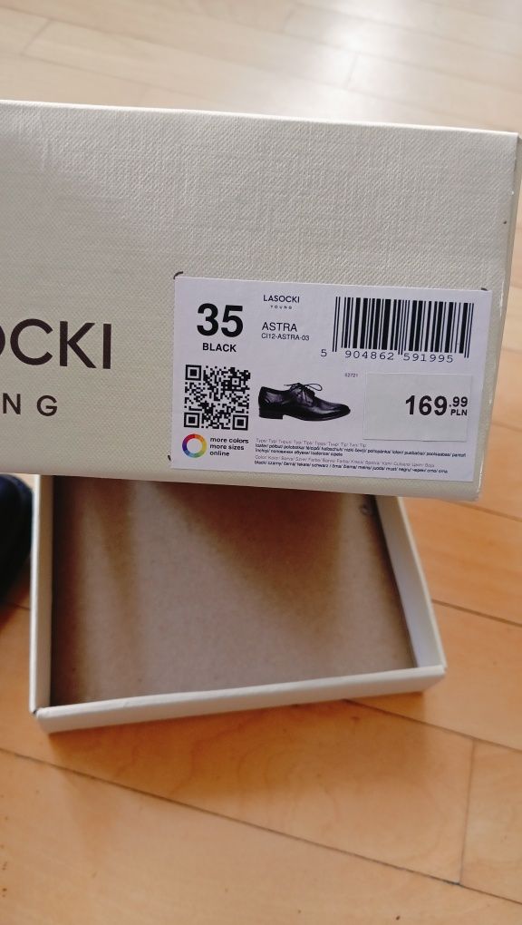 Skórzane buty wizytowe komunijne Lasocki 35