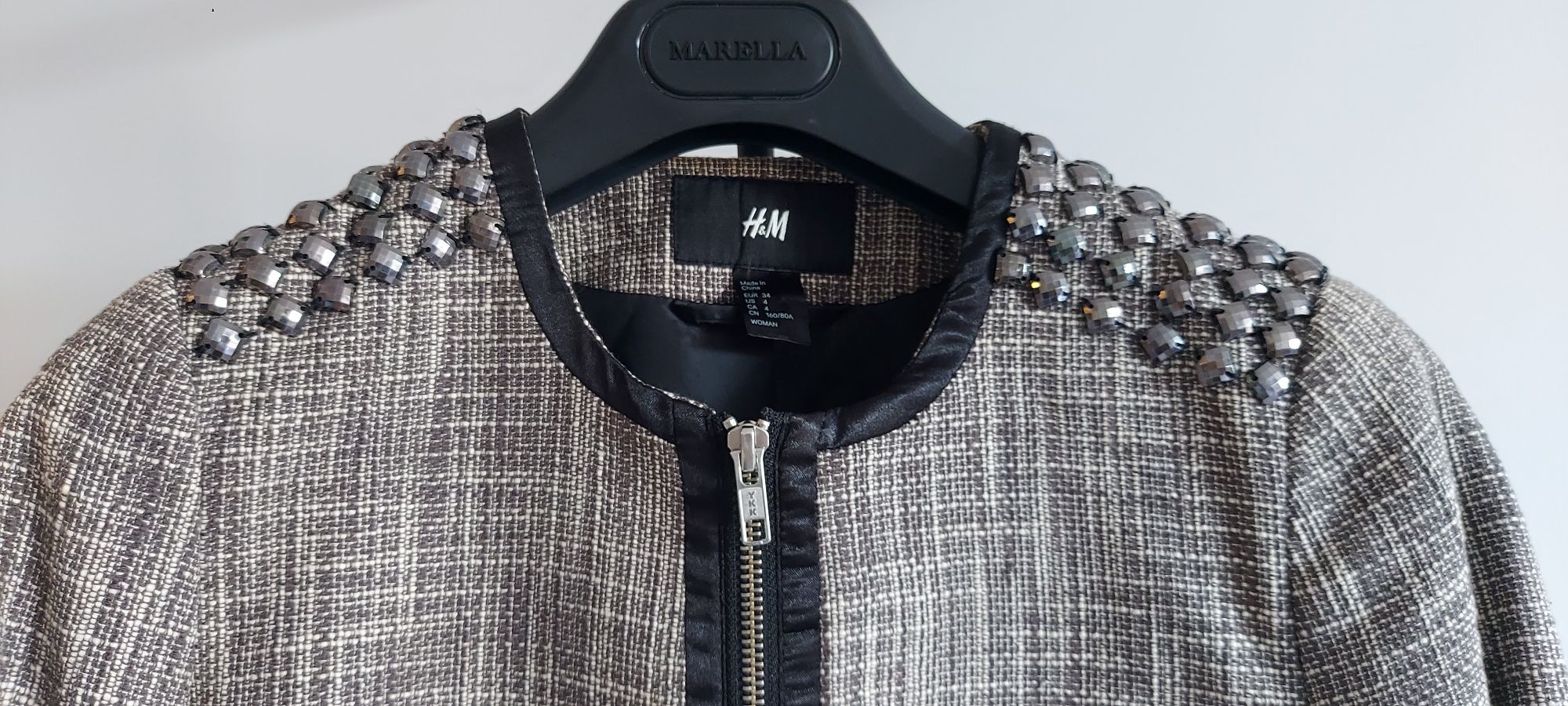 Krótki żakiet tweedowy H&M r. 34 XS