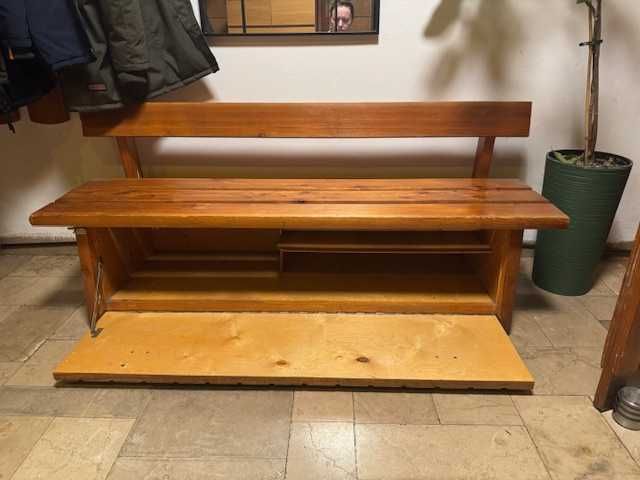 ława ławka drewniana lite drewno ze schowkiem