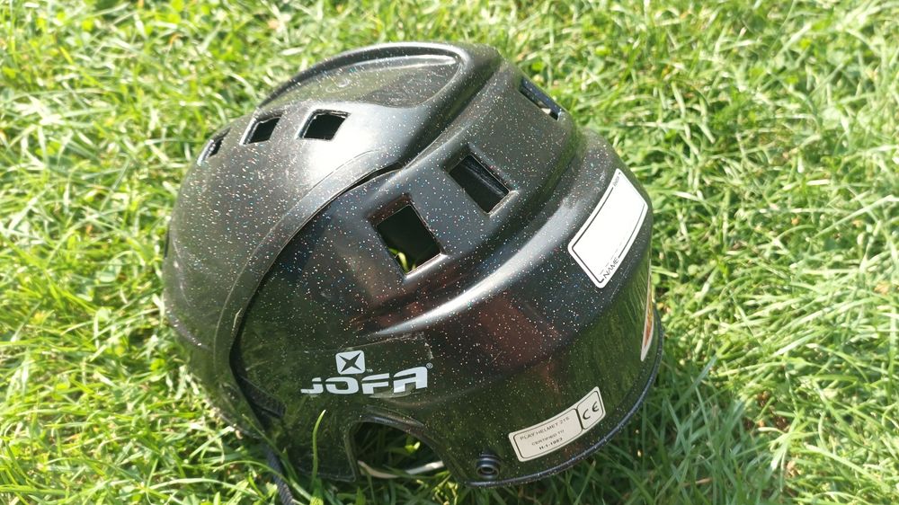 Kask jofa rolki hokej nr 215 r.49 56cm czarny z brokatem stan bdb