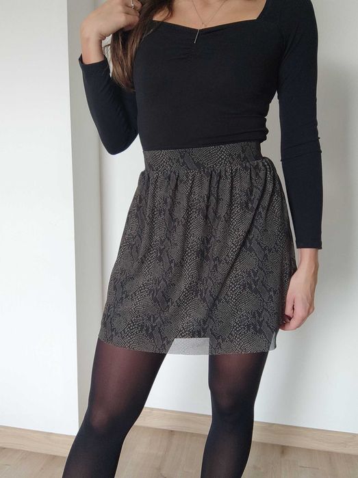 spódniczka szyfonowa na gumce wężowa jesień midi mini jesień