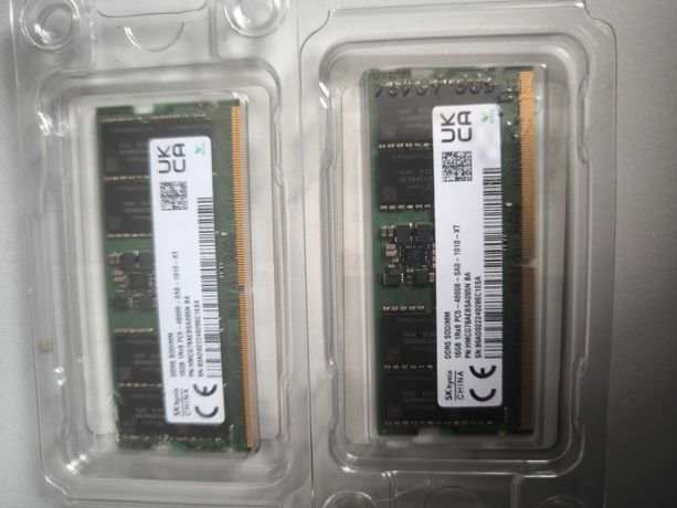 2 x DDR5 SODIMM 16GB 1Rx8 PC5-4800B-SA0-1010-XT PN: HMCG78AEBSA095N BA