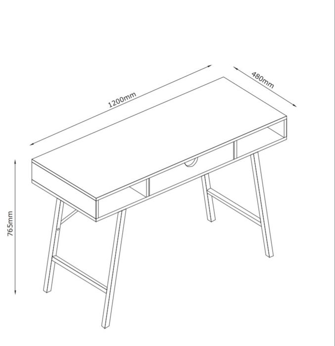 Biurko ABBETVED 48x120 kolor jasny dąb/czarny