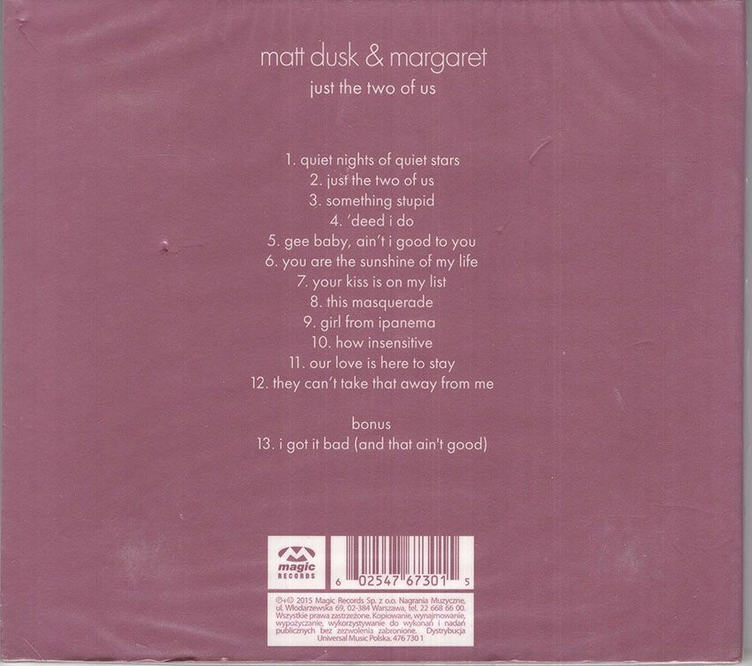 Matt Dusk & Margaret - Just The Two Of Us - CD