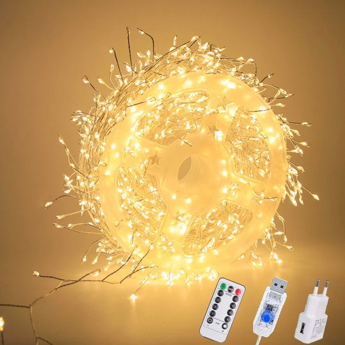 Гірлянда Роса мішура Крапля 50 м -1500Led, прозорий дріт, 8 режимів