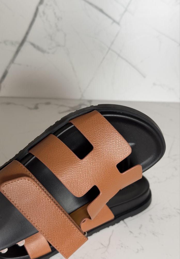 Шльопки в стилі hermes chypre шкіра 37,38, шлепанцы, шлопанці, шлепки
