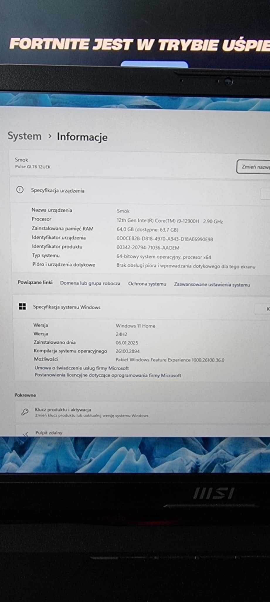 Laptop Gamingowy MSI PULSE GL76