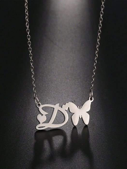 Срібна підвіска з буквою вашого імені з метеликом, подвеска, кулон