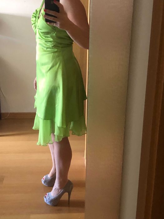 Vestido de festa cetim verde
