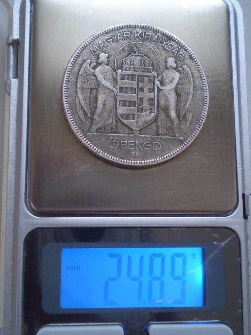 Срібна монета 5 пенго 1930 року Угорщина срібло 24,89 грами
