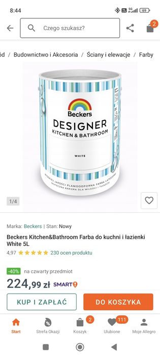 Farba Beckers biała do łazienek i kuchni nowa