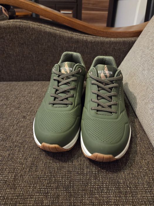 Sneakersy skechers uno shimmer away khaki 38