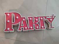 Drewniany napis LED Party