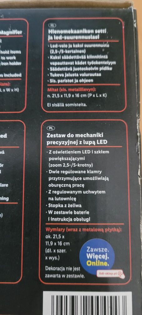 Zestaw do mechaniki precyzyjnej z lupą led parkside