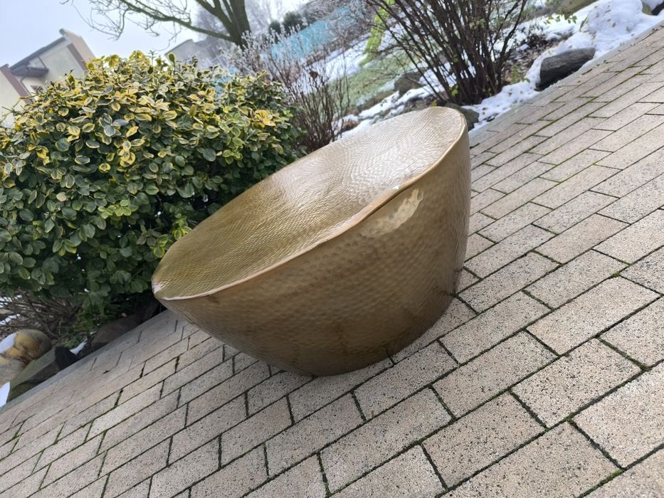 Nowy stolik kawowy lub doniczka osłonka młotkowane aluminium mosiądz