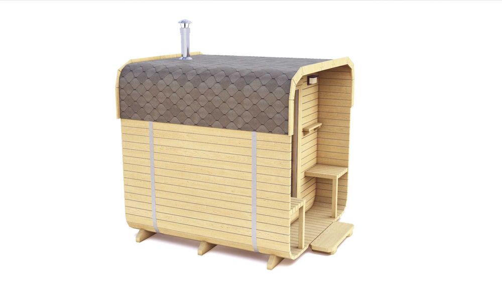 Sauna Ankel 2,4 m z otwartym przedsionkiem.