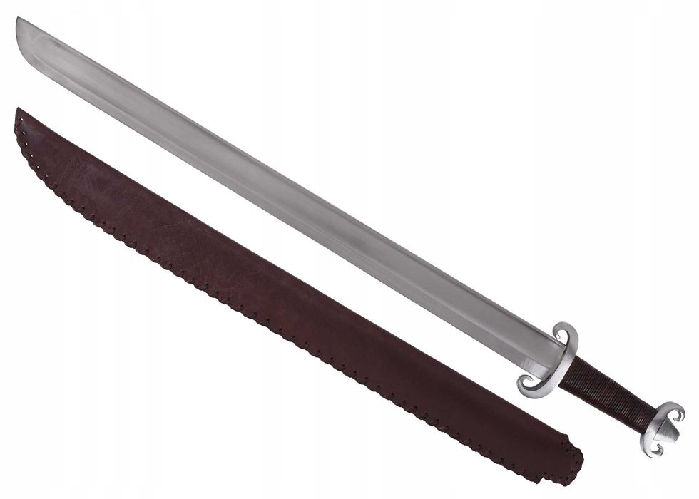 Długi wikiński saks (typ G) ze skórzaną pochwą