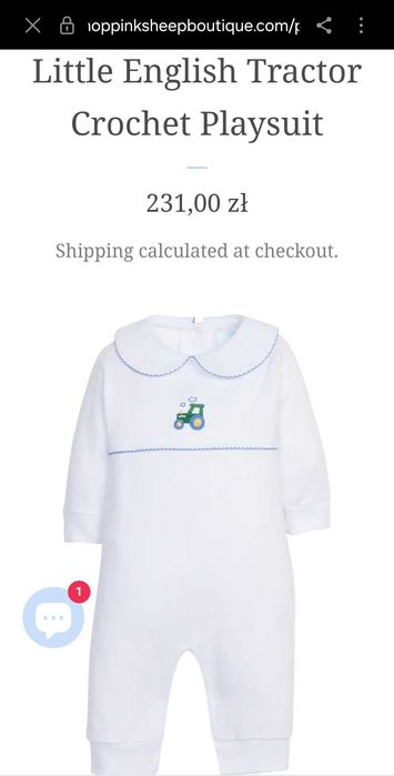 Nowy nowe Śpiochy, pajac biały Little English 3-6m 62/68