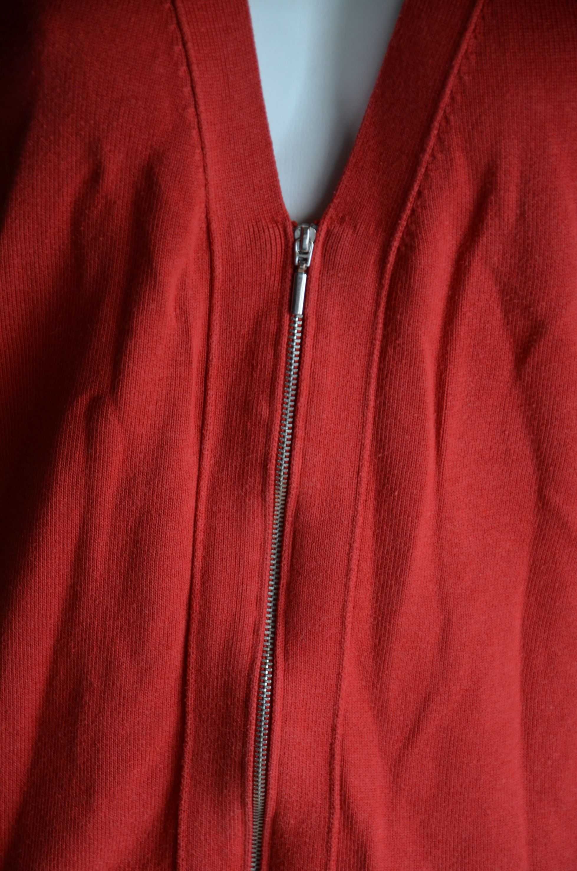 Sweter kardigan czerwony na suwak cienki M L 38 40