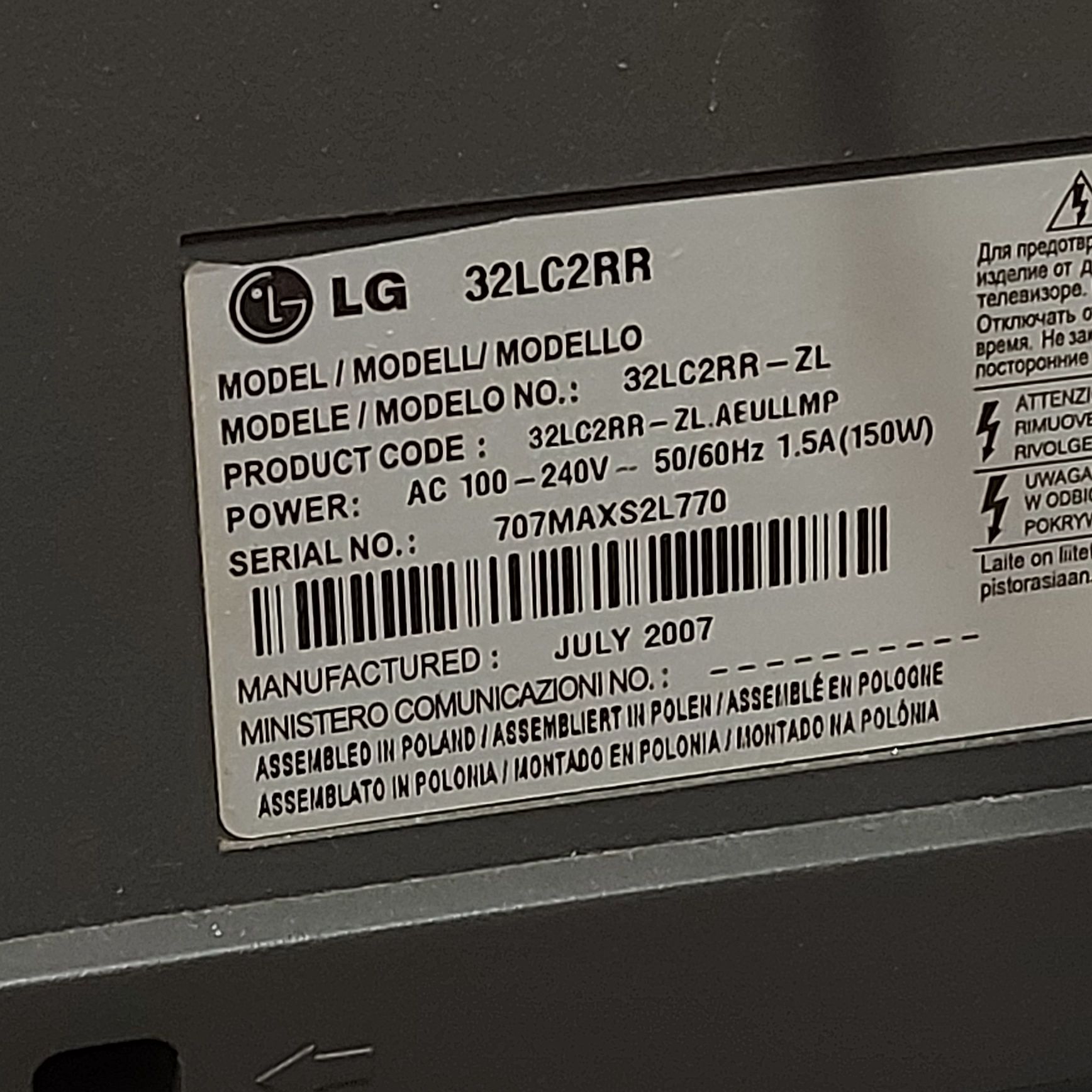 Telewizor 32 cale LG 32LC2RR retro