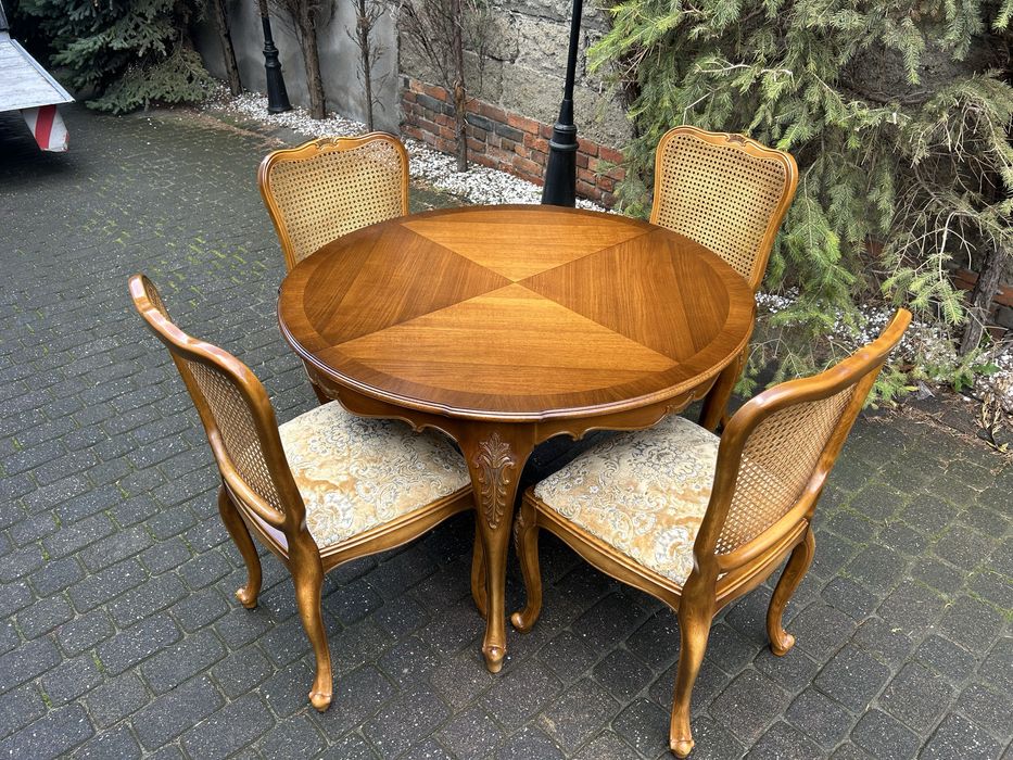 Stół Ludwikowski Ludwik Rozkładany + 4 Krzesla Warrings Jadalnia