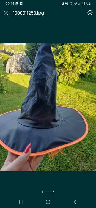 Przebranie czarownica 140 bal kostium andrzejki 9/10 czarna czapka