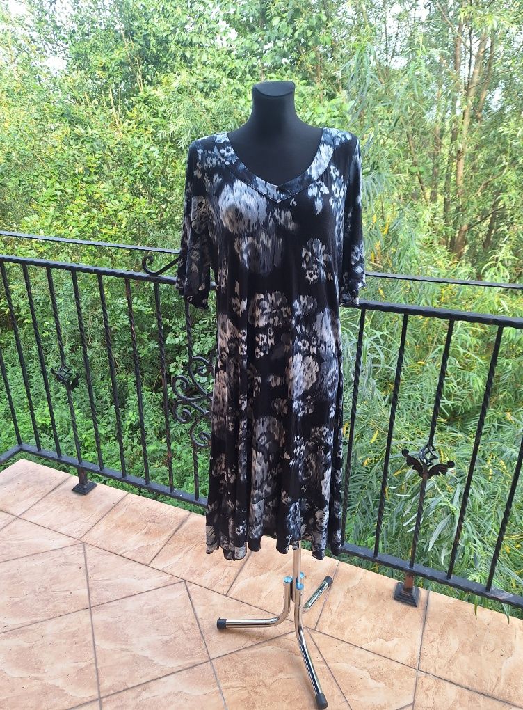 Sukienka midi 95 % wiskoza rozmiar 4XL 48 plus size