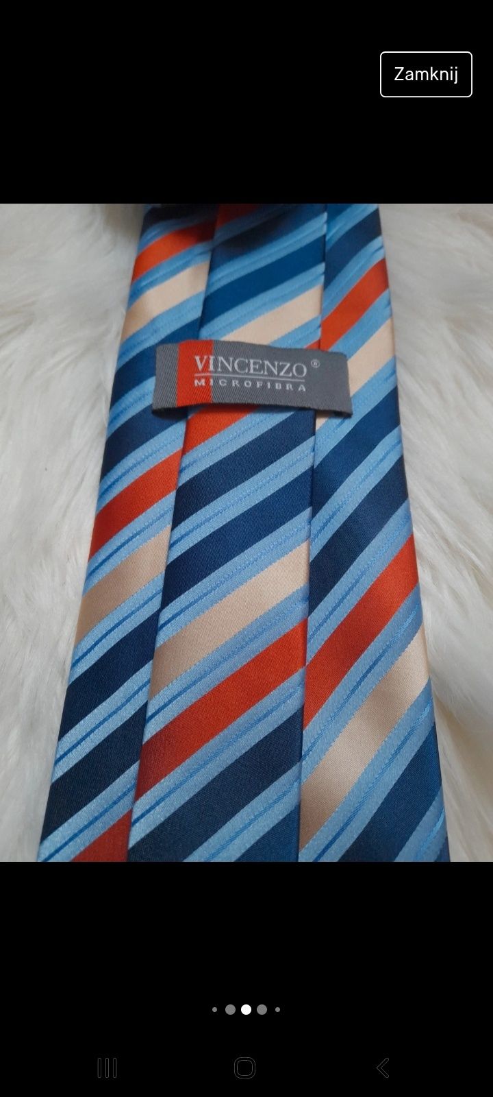 Nowy niebieski krawat męski w pasy wielobarwny modny polyester stylowy
