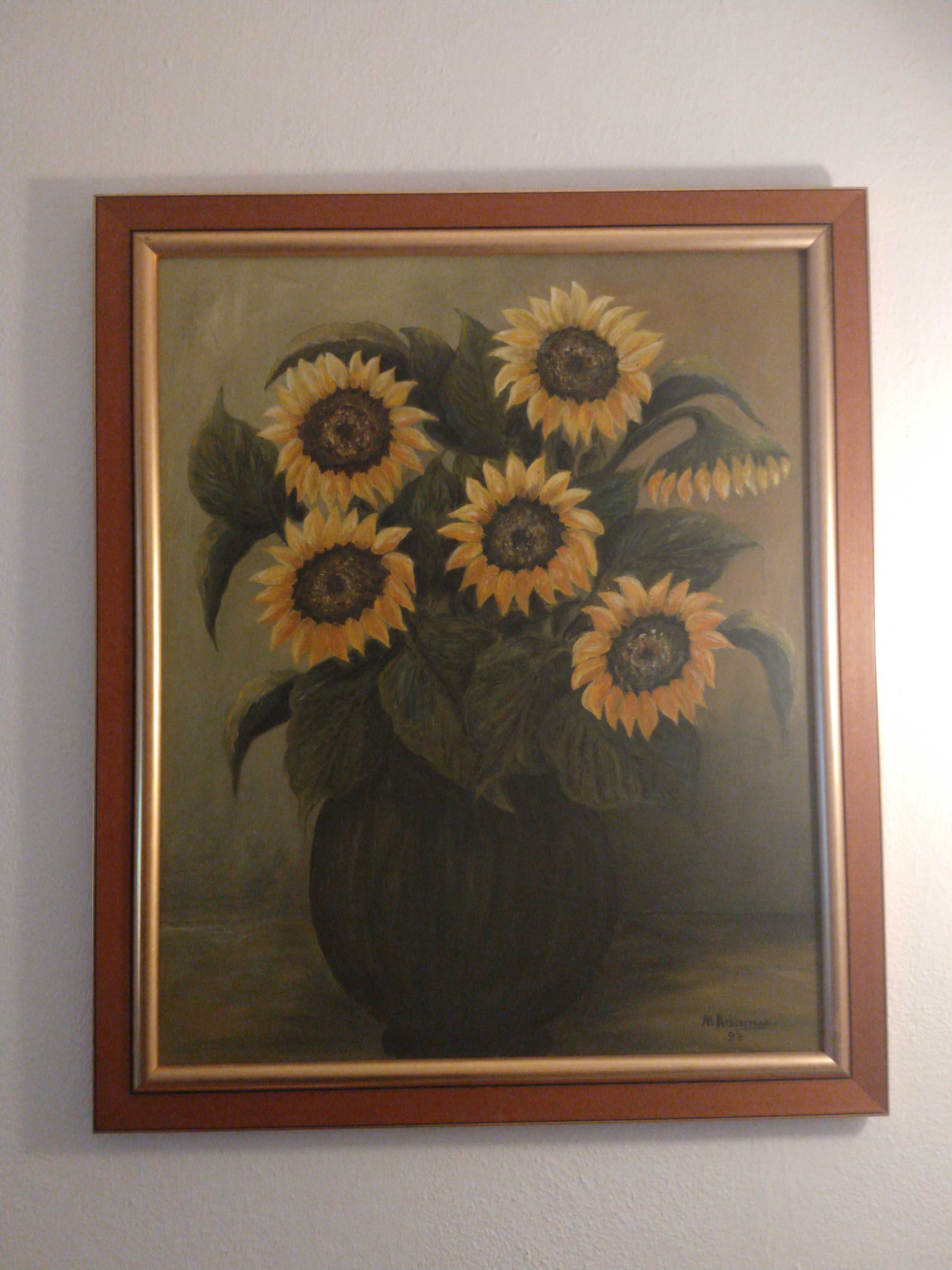obraz olejny na płótnie - słoneczniki - duży