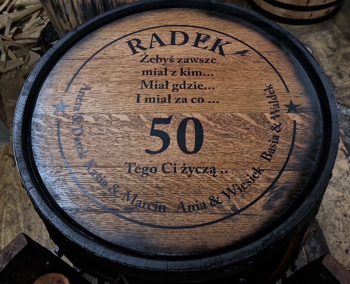 Barek na alkohol beczka dębowa whisky Prezent na 30 40 50 urodziny Now