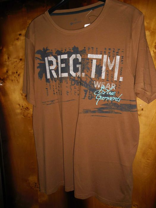 duża brązowa koszulka z nadrukiem nowa w klatce 130cm na płasko