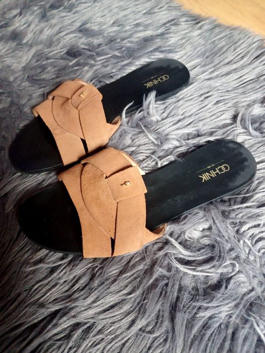 Klapeczki skórzane zamszowe Ochnik