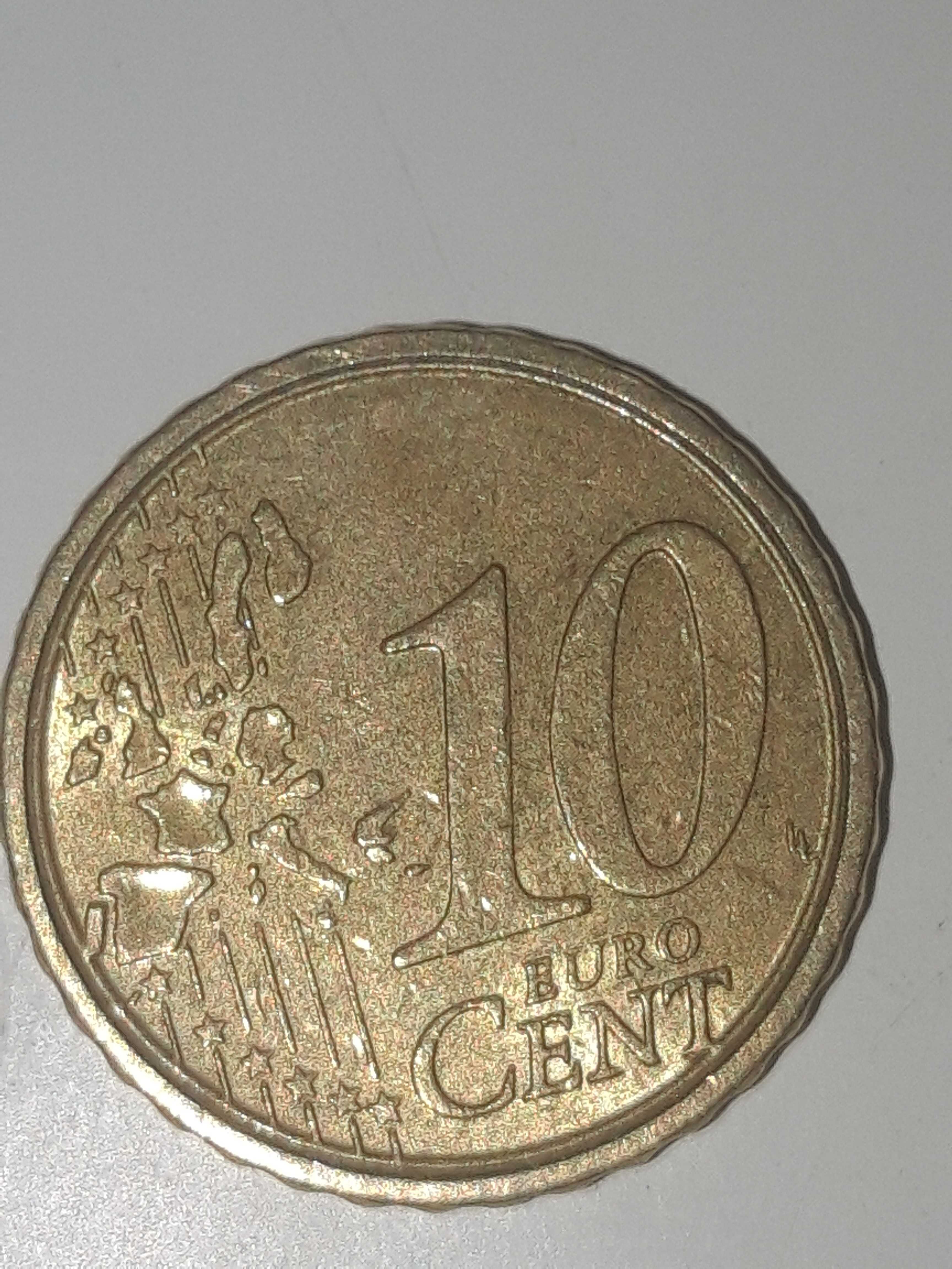 Moeda de 10 centimos 2002 Italia.