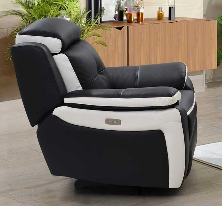 Fotel ze skóry bydlęcej z elektryczną funkcją relax