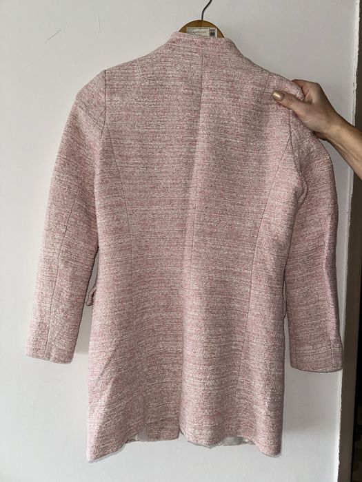 Różowa tweedowa kurtka marynarka ZARA rozmiar M (ale faktycznie XS !)