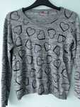 Cienki sweter sweterek serduszka szary uni H&M