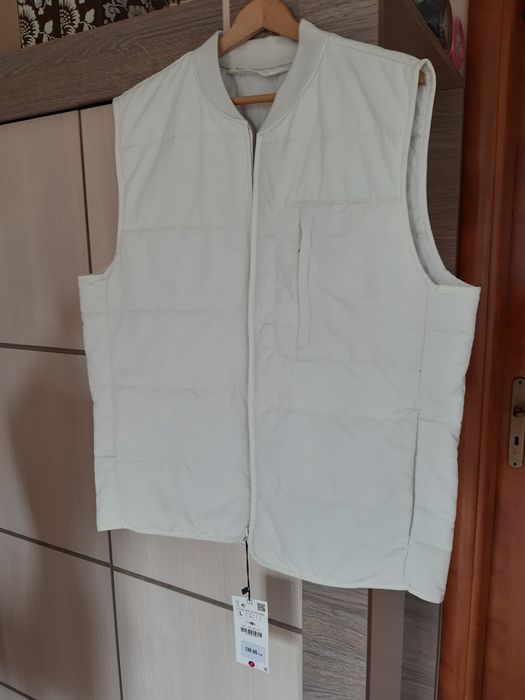 Kamizelka biała Zara męska L lekko ocieplana kolekcja premium sport