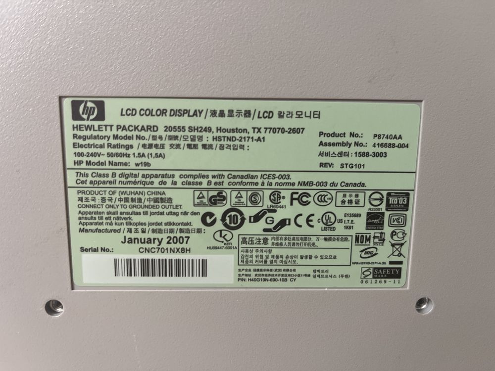 Monitor LCD HP w19b